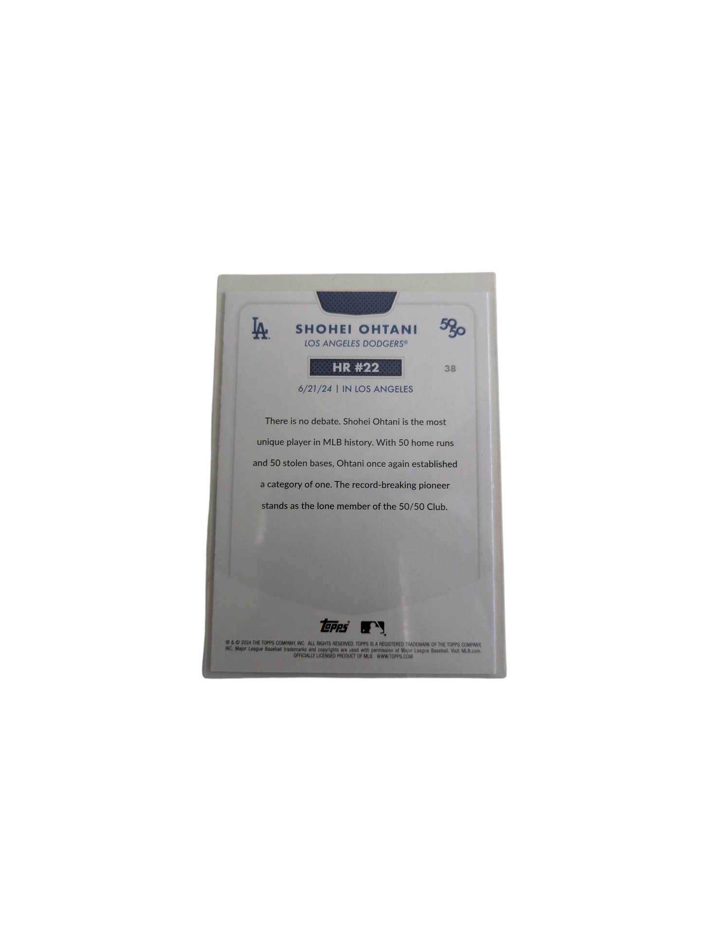 2024 Topps Los Angeles Dodgers Shohei Ohtani 50/50 HR #22 Card