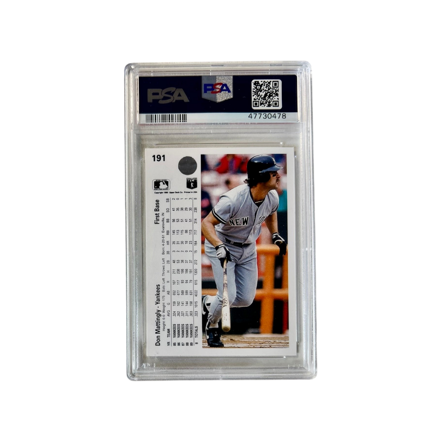 1990 Upper Deck Don Mattingly Baseball PSA Card
