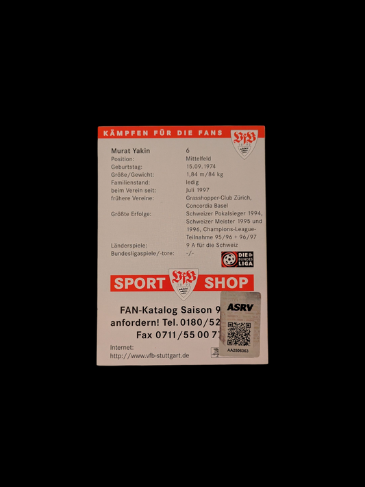 VfB Stuttgart Football Auto Card signed by Murat Yakin