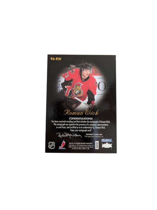 2012 Skybox Autographics Ottawa Senators Roman Wick Auto card