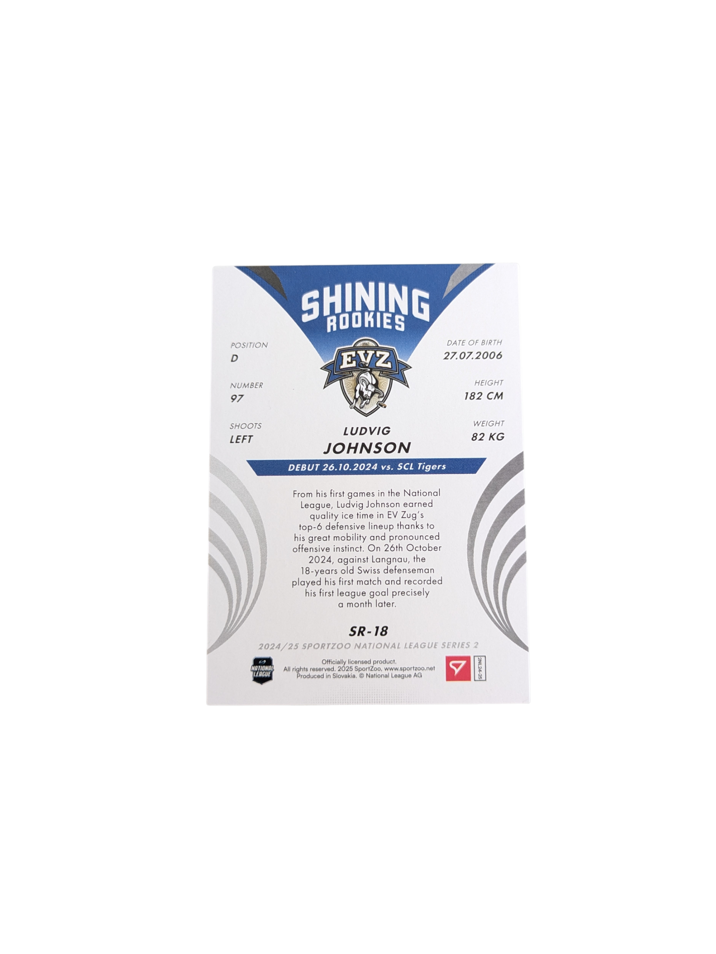 2025 SportZoo National League Shining Rookiers Zug Ludwig Johnson 31/69 card