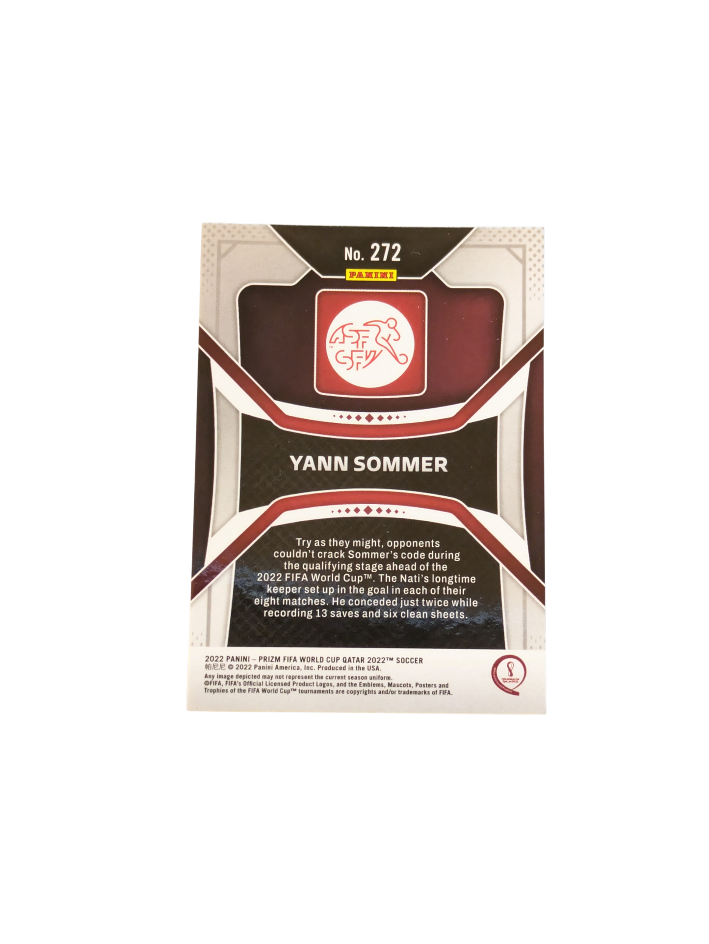 2022 Panini Prizm FIFA World Cup Qatar Switzerland Yann Sommer #272 card