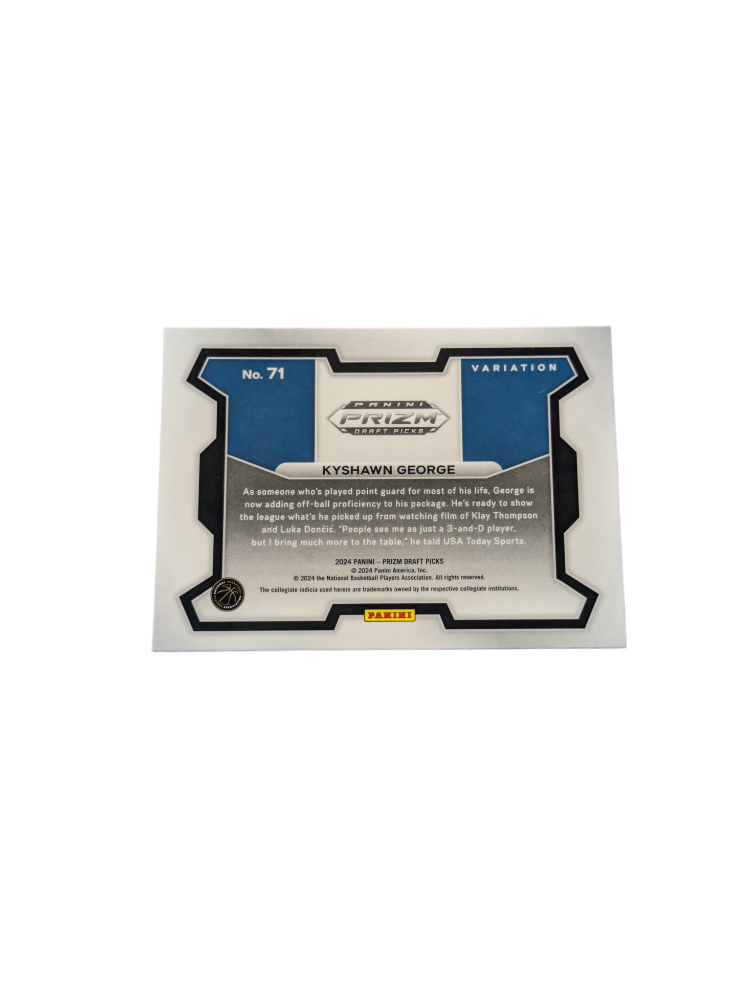 2024 Panini Prizm Washington Wizards Kyshawn George #71 Rookie Variation card
