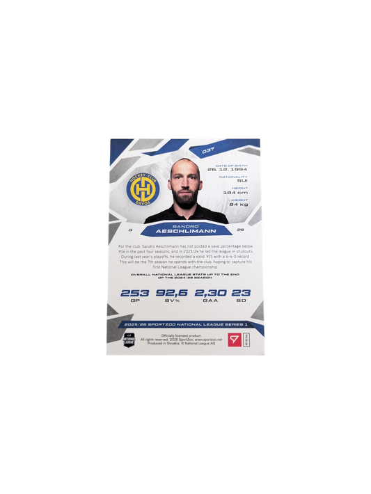 2026 SportZoo National League Davos Sandro Aeschlimann Green 17/30 card