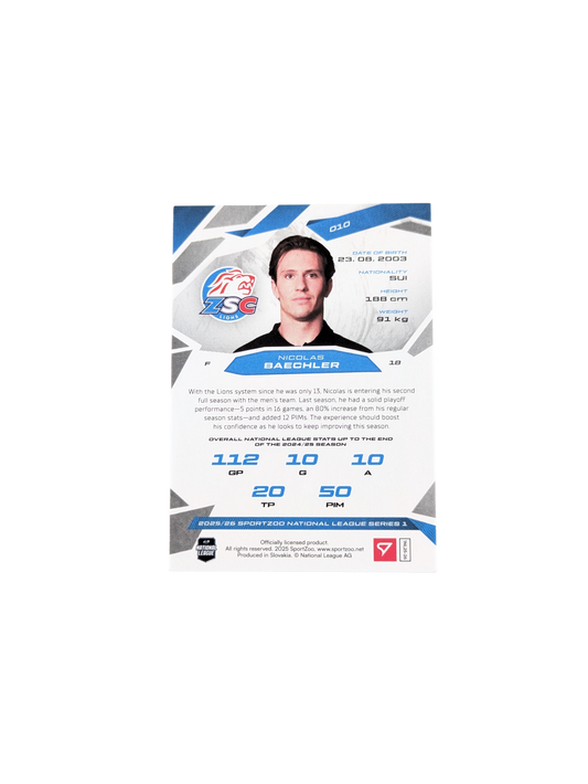 2026 SportZoo National League ZSC Lions Nicholas Baechler Green 08/30 card