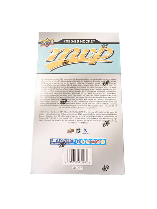 2025/26 Upper Deck MVP Hockey Hobby Box