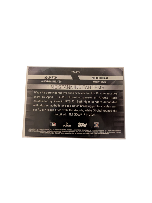 2023 Topps Now Shohei Ohtani v Nolan Ryan Tandems Card