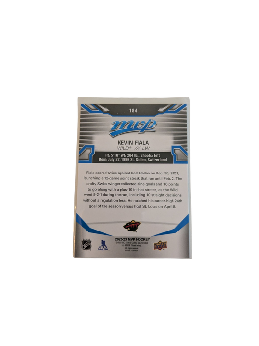 2022 Upper Deck MVP Minnesota Wild Kevin Fiala #184 Card