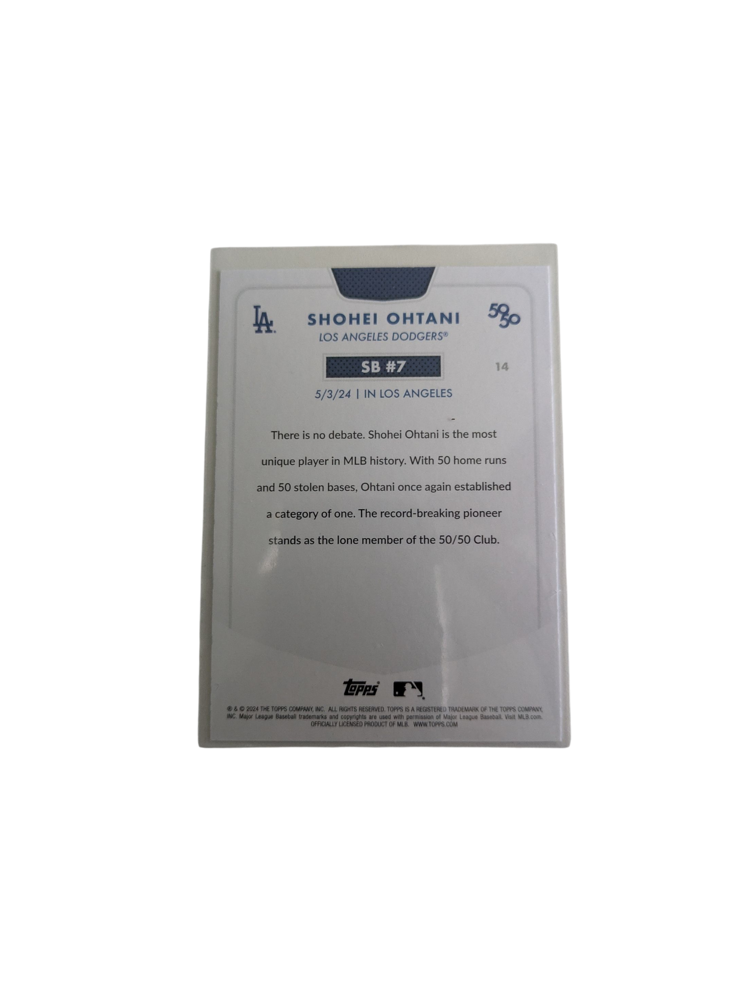 2024 Topps Los Angeles Dodgers Shohei Ohtani 50/50 SB #7 Card