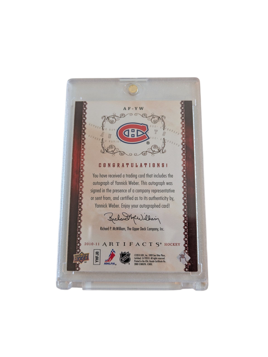 2010 Upper Deck Artifacts Montreal Canadiens Yannick Weber Auto Card