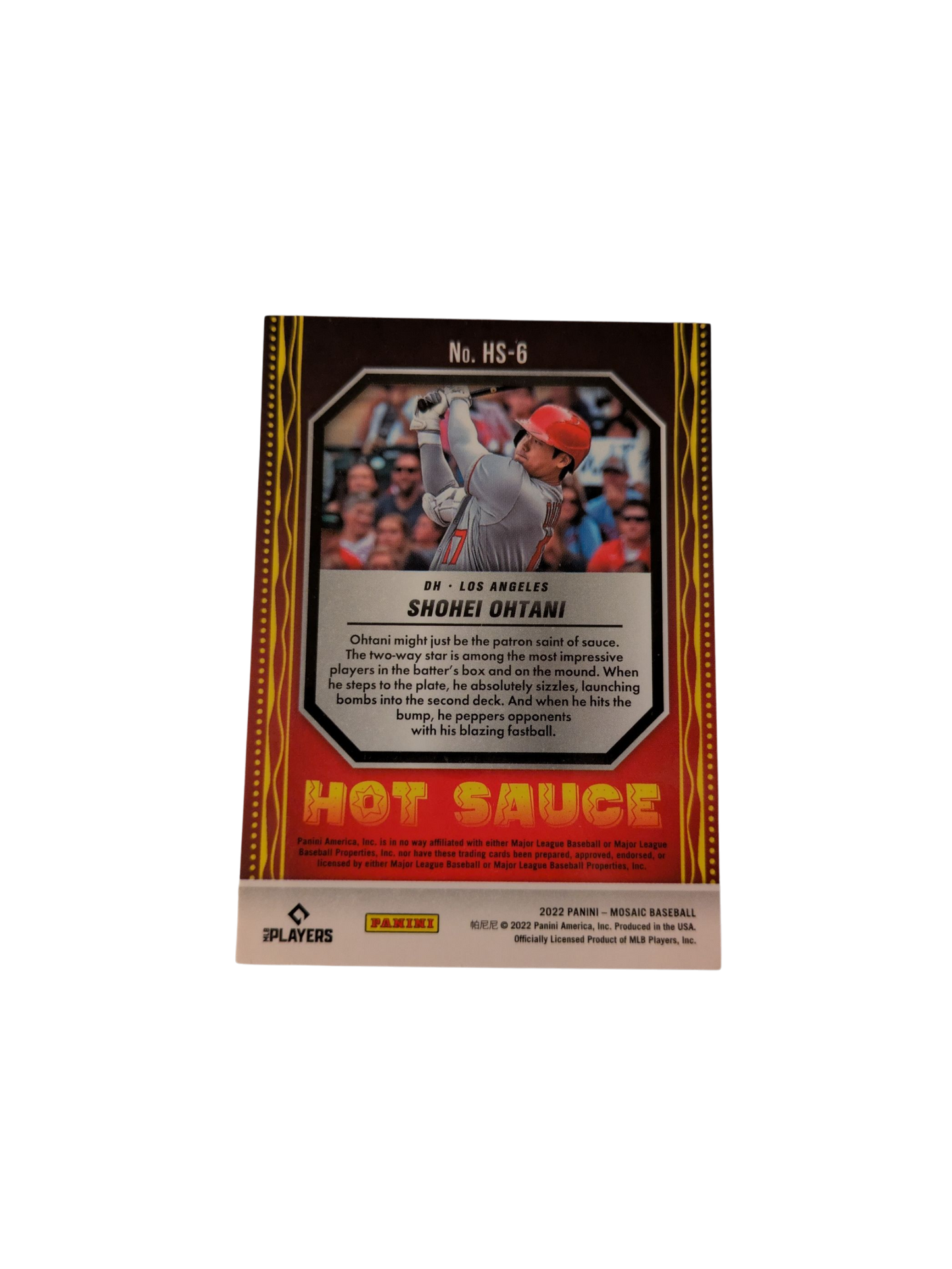 2022 Panini Mosaic Los Angeles Angels Shohei Ohtani Hot Sauce Card