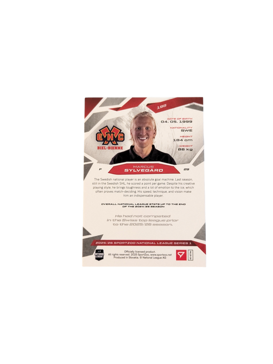 2026 SportZoo National League Biel Bienne Marcus Sylvegard 07/20 Red card