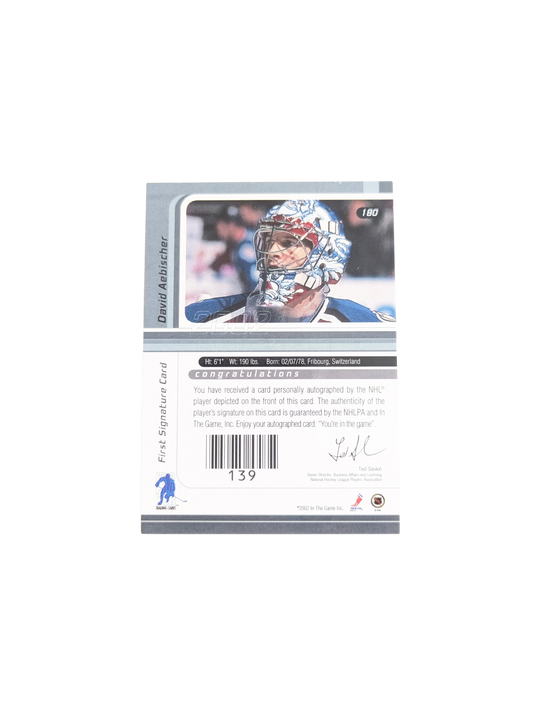 2002 In the Game Signature Series Colorado Avalanche David Aebischer Auto card