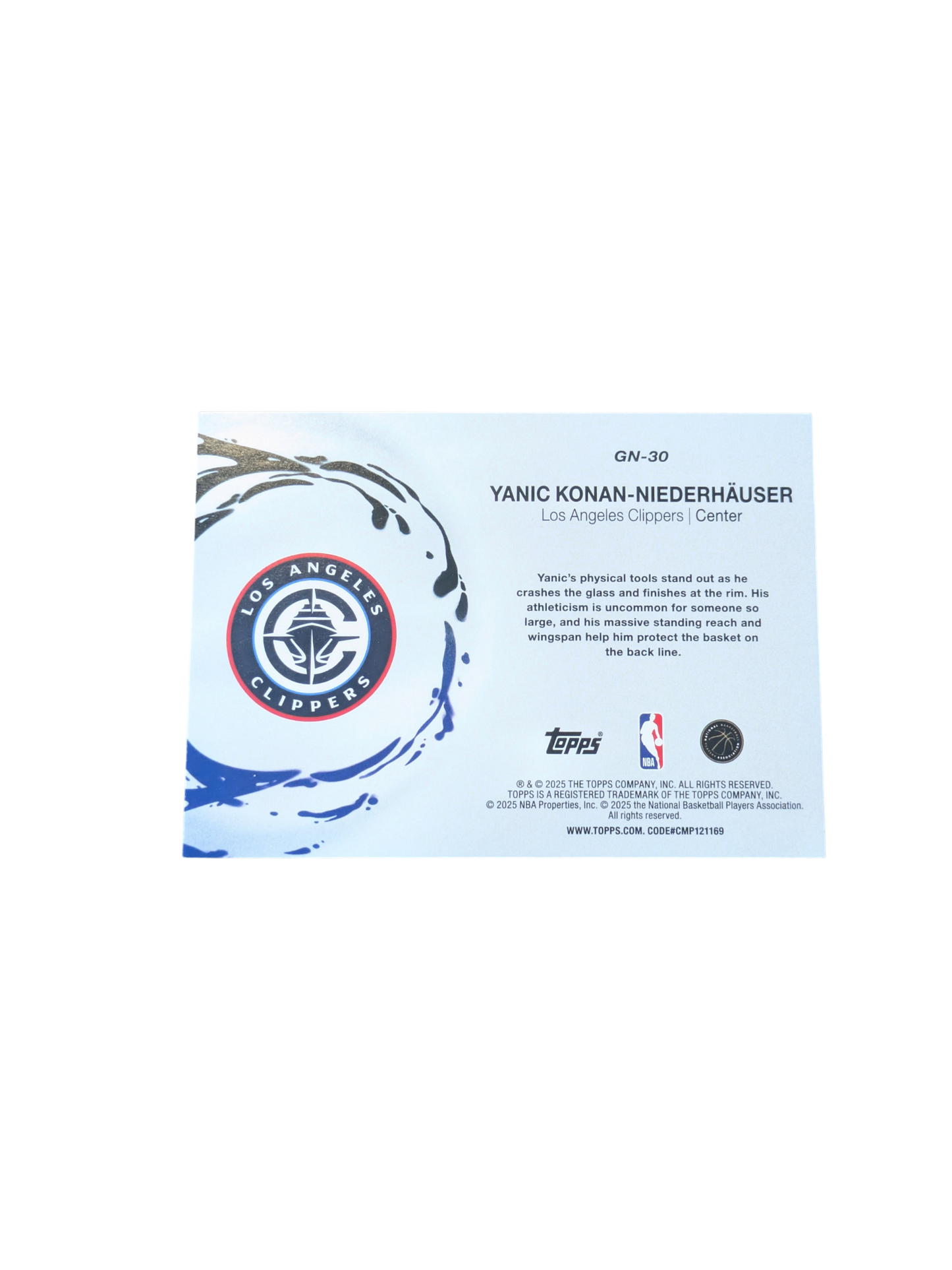 2025/26 Topps Los Angeles Clippers Yanic Konan Niederhauser Generation Now Rookie card