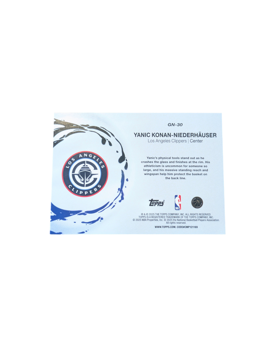 2025/26 Topps Los Angeles Clippers Yanic Konan Niederhauser Generation Now Rookie card