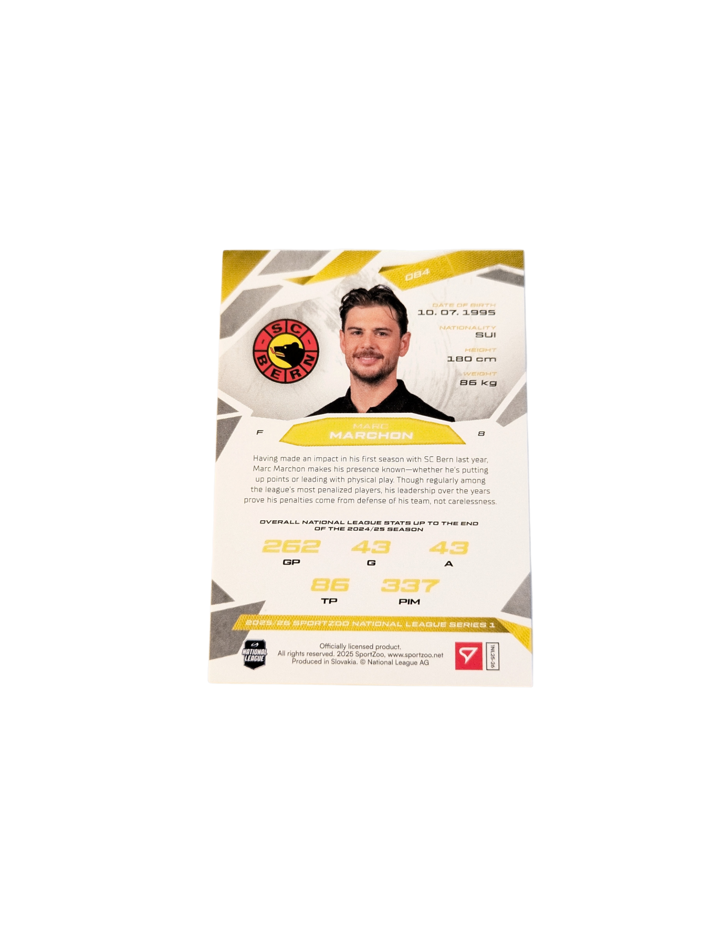 2026 SportZoo National League Bern Marc Marchon 06/20 Red card