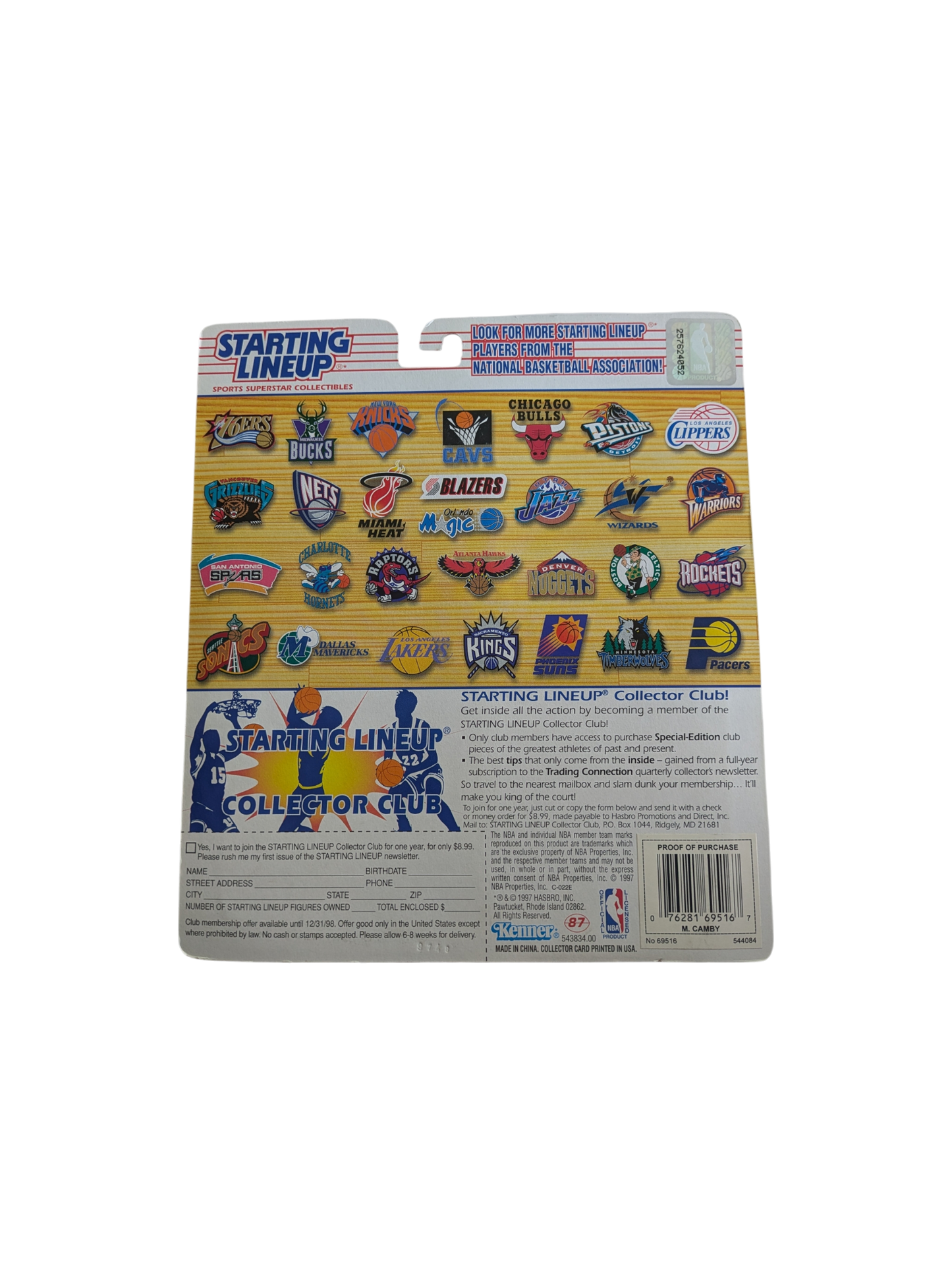 1997 Kenner Starting Lineup Toronto Raptors Marcus Camby Action Figure with card