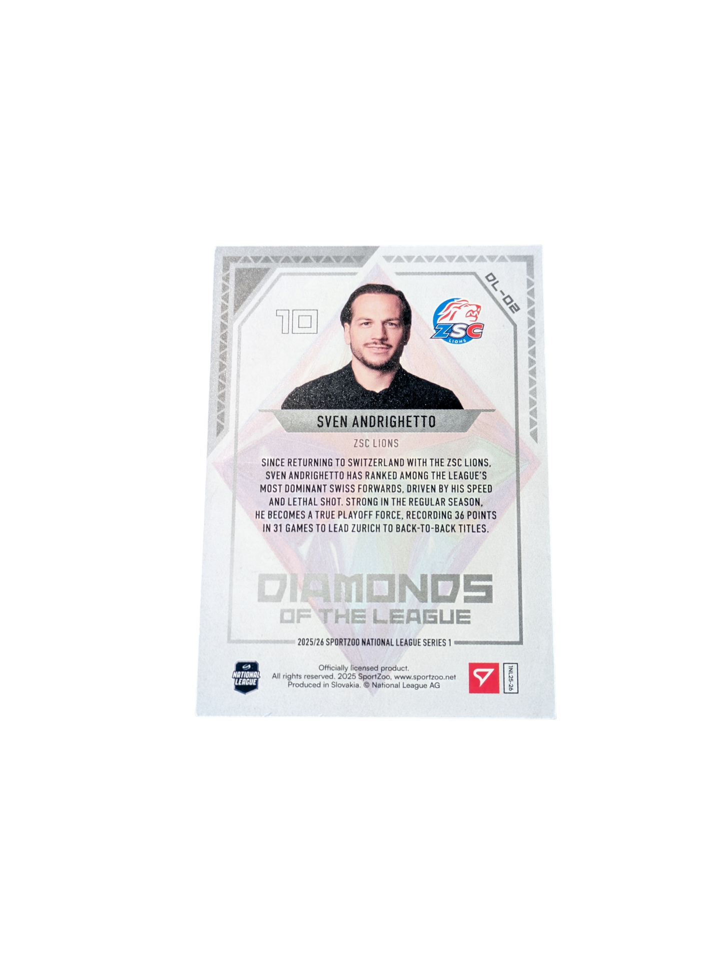 2026 SportZoo National League Diamonds ZSC Lions Sven Andrighetto card