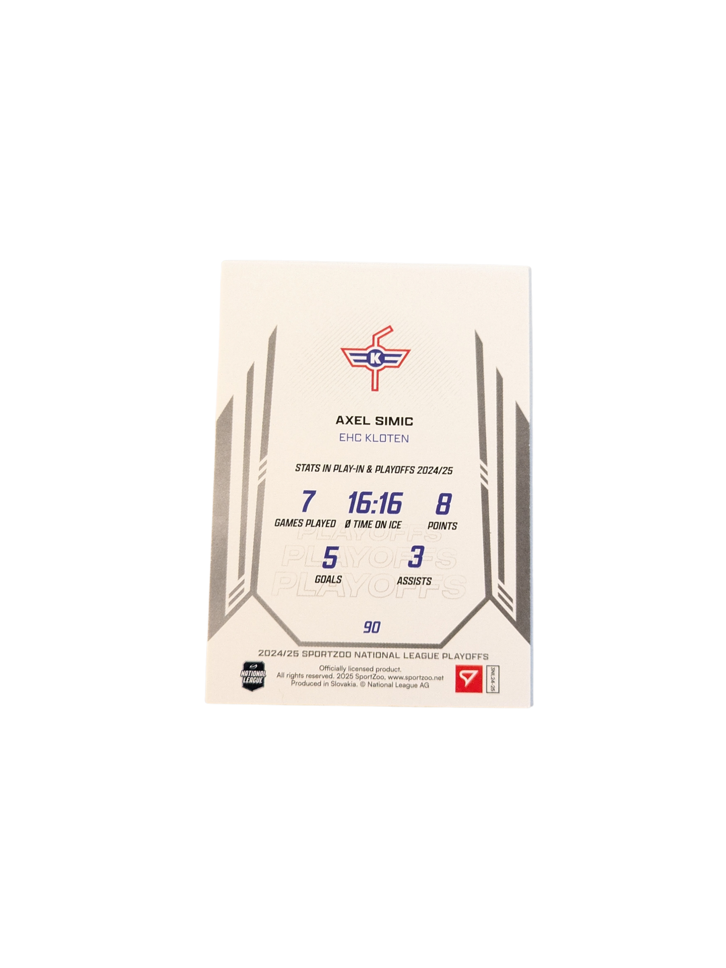 2025 SportZoo National League Playoffs Kloten Axel Simic Gold 06/10 card