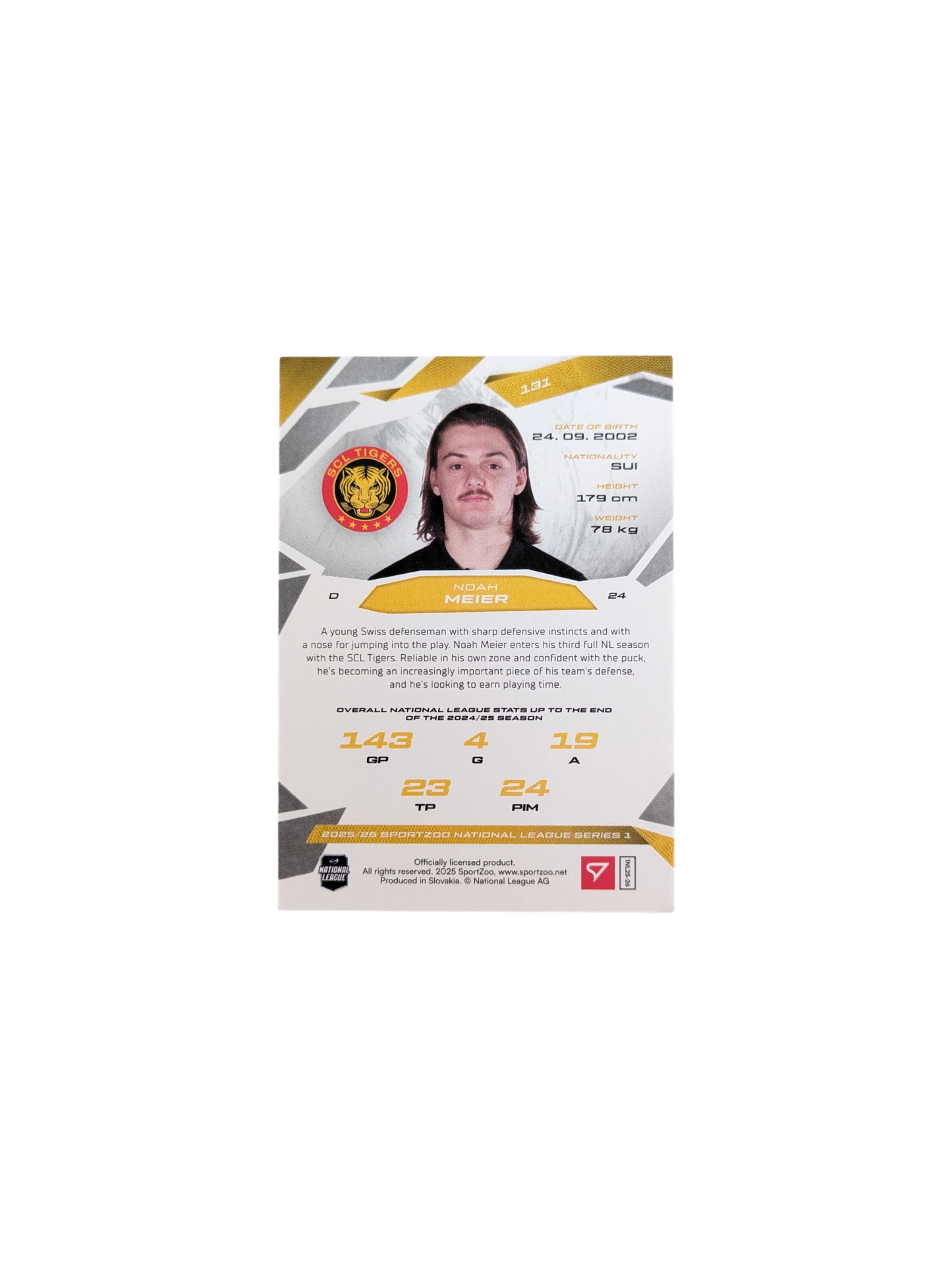 2026 SportZoo National League Langnau Noah Meier Green 24/30 card