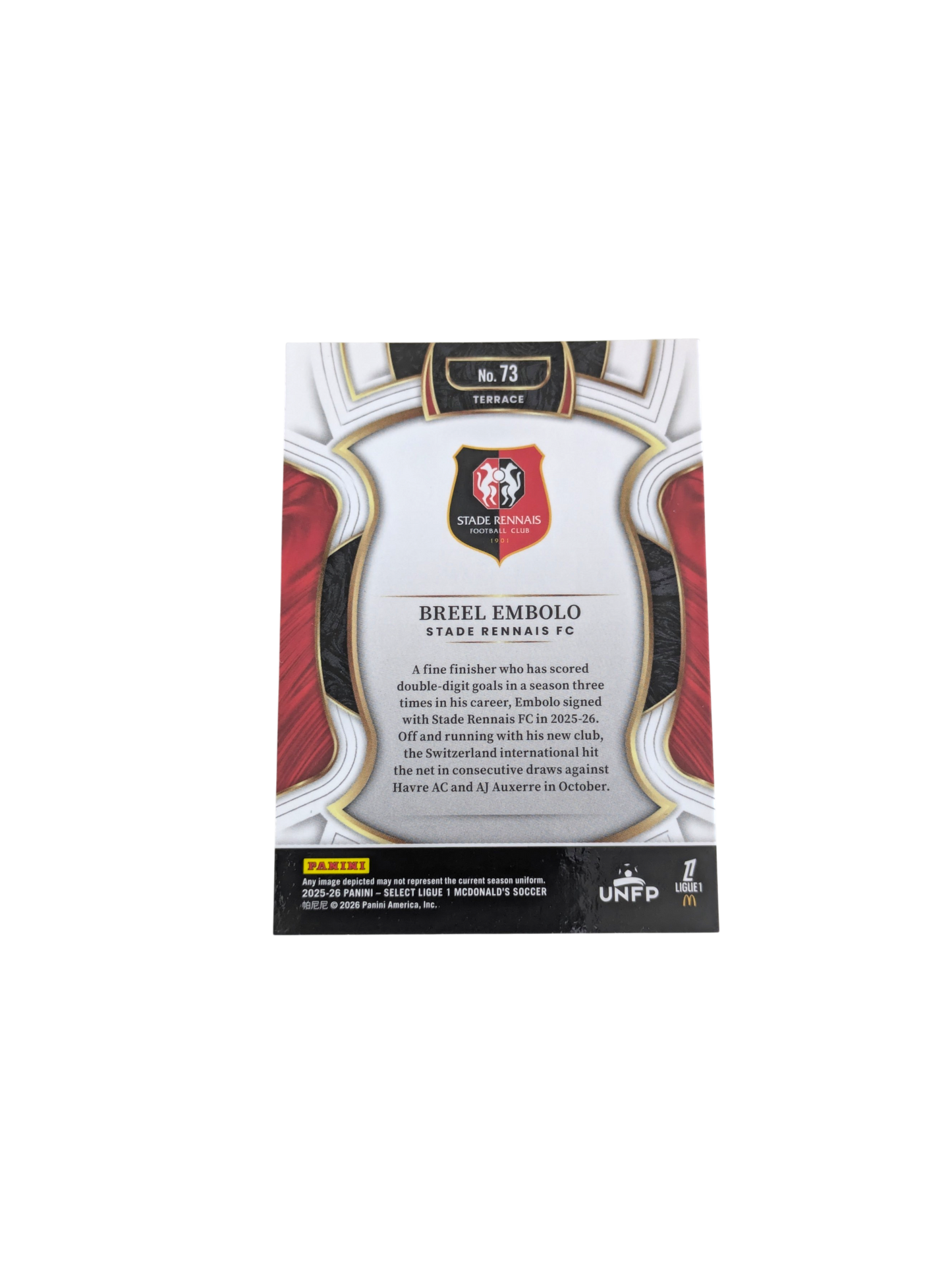 2026 Panini Select Ligue 1 Stade Rennais FC Breel Embolo #73 card
