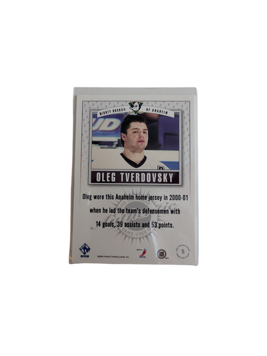2002 Pacific Mighty Ducks of Anaheim Oleg Tverdovsky Patch Card