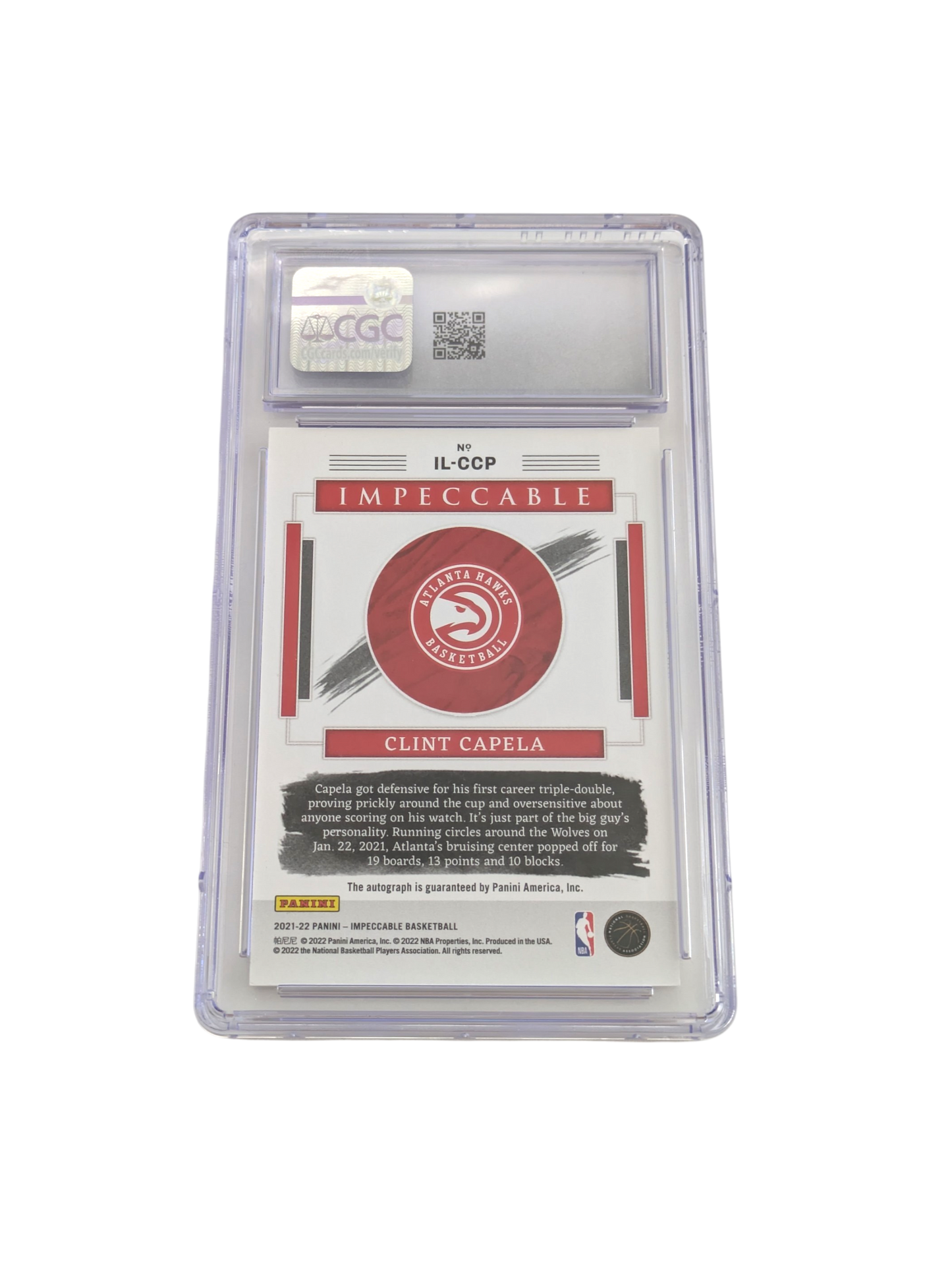 2021 Panini Impeccable Illustruous Ink Clint Capela 74/99 Auto Card CGC 9