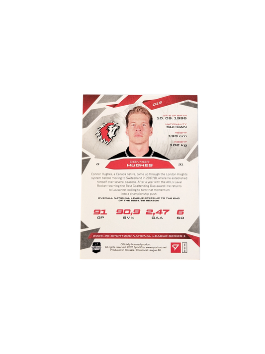 2026 SportZoo National League Lausanne Connor Hughes 05/20 Red card