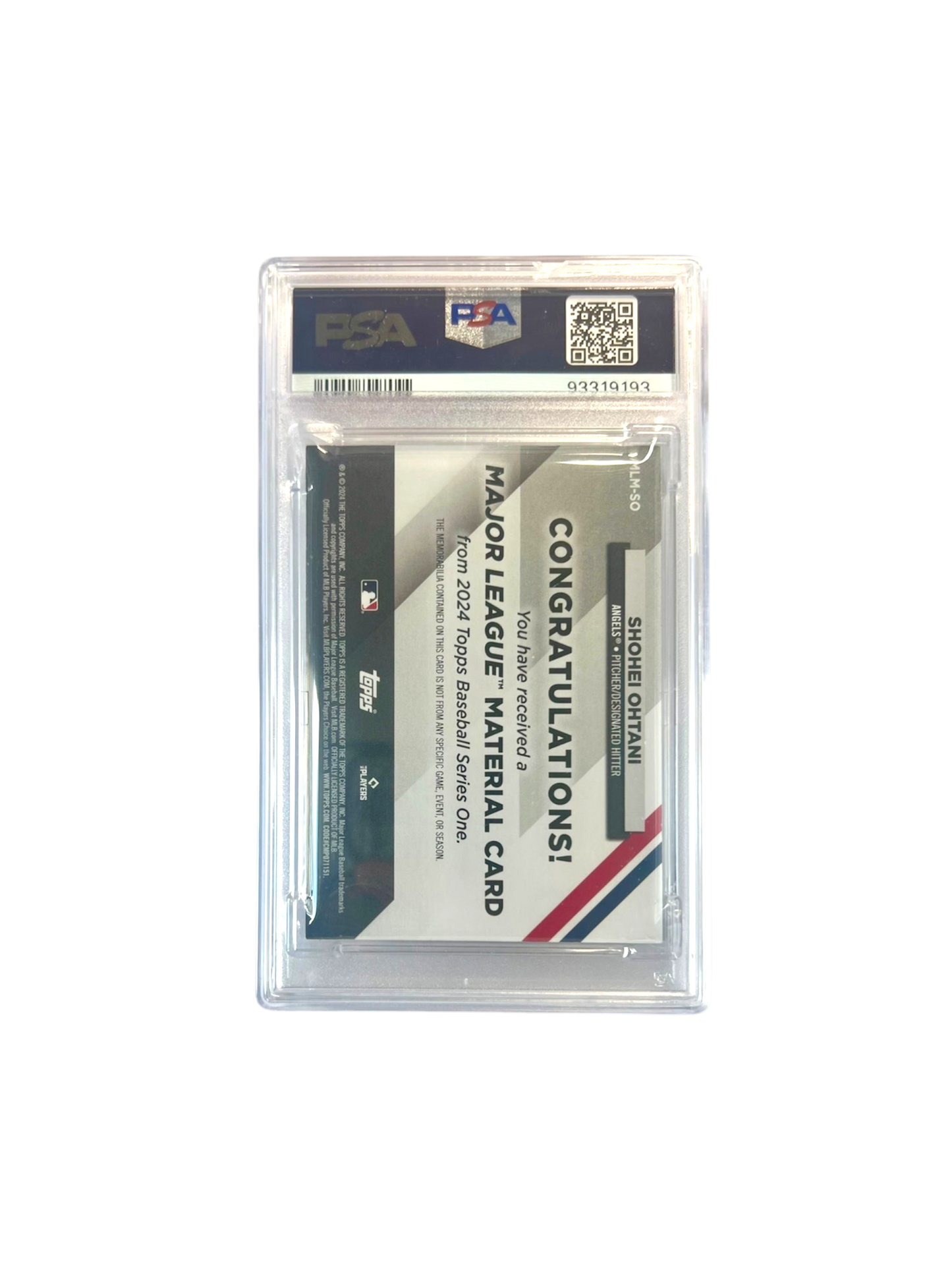 2024 Topps Shohei Ohtani Major League Material Game-Used Patch PSA card