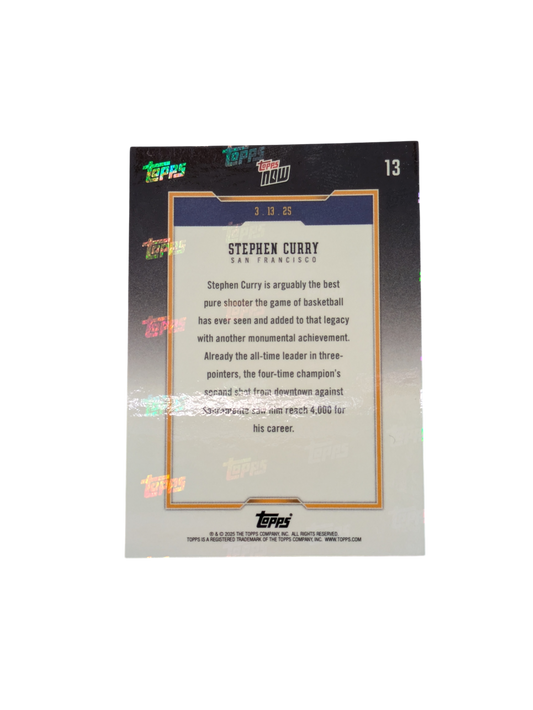 2025 Topps Now Golden State Warriors Stephen Curry 4000 3 Points card