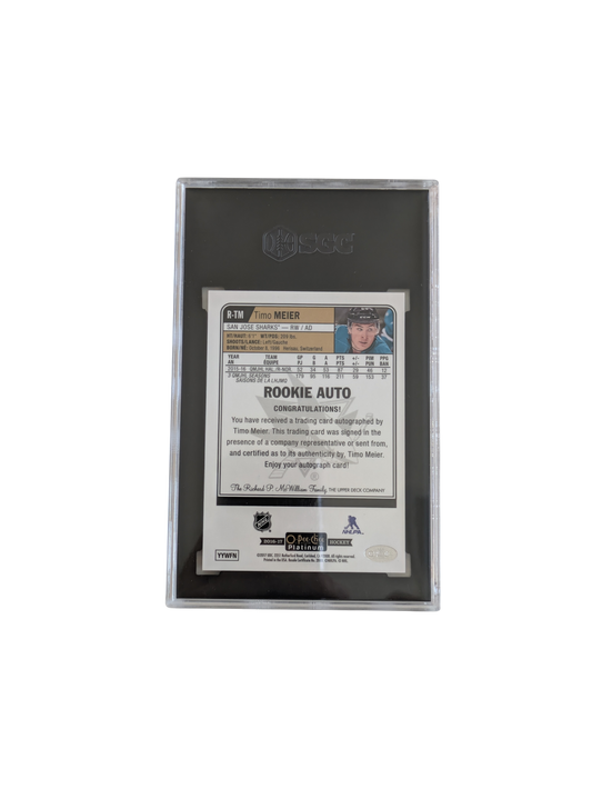 2016 Upper Deck O-Pee-Chee Platinum Timo Meier SGC Auto Rookie Card