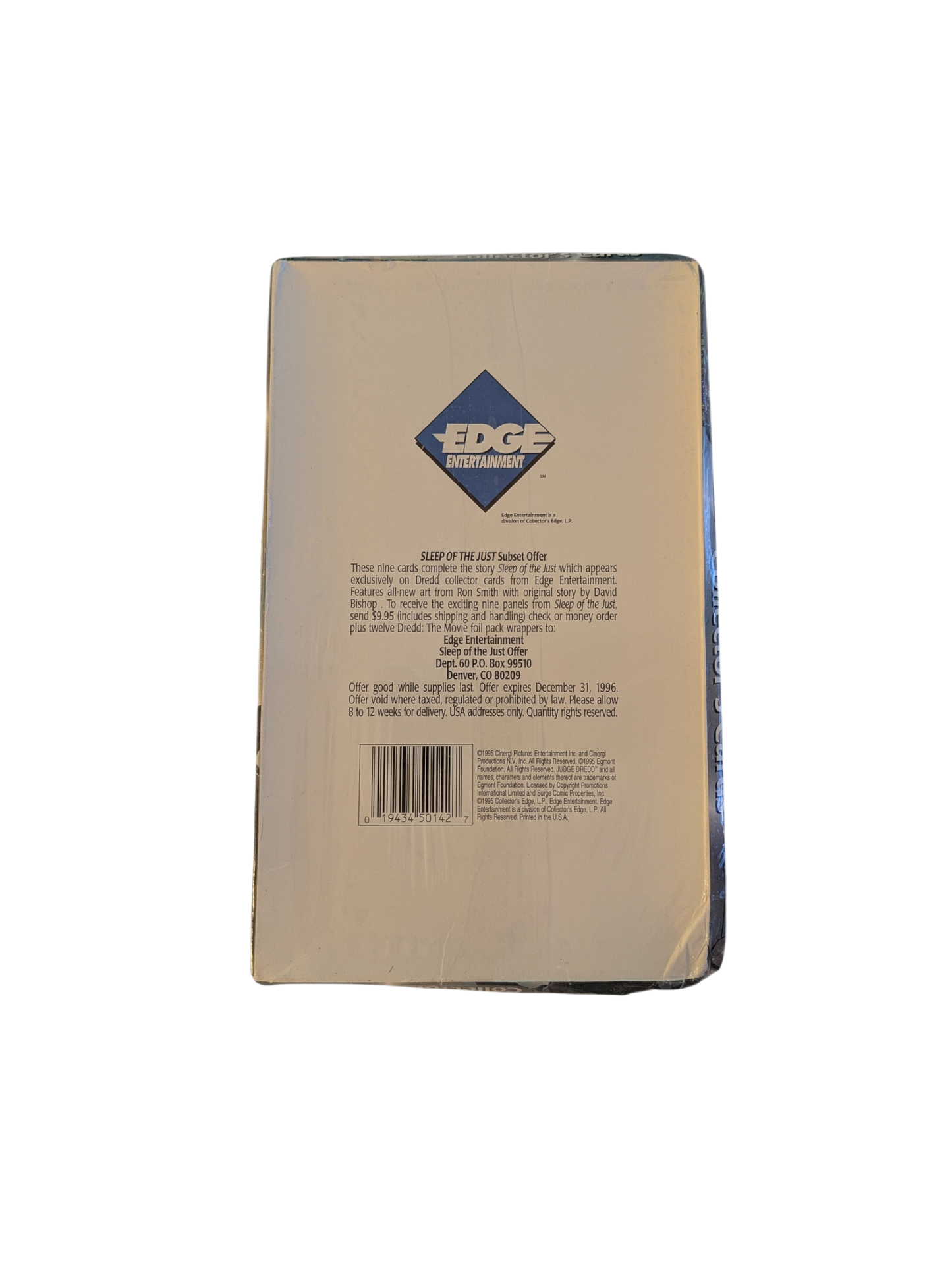 1995 Edge Entertainment Judge Dredd The Movie Collector's Cards Hobby Box