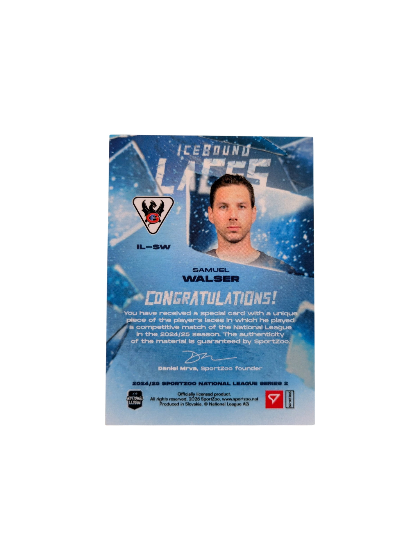 2025 SportZoo National League Series 2 EHC Kloten IceBound Laces Sami Niku /30 card