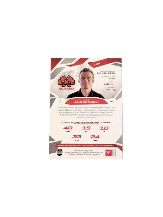 2026 SportZoo National League Biel Bienne Lias Andersson 02/20 Red card