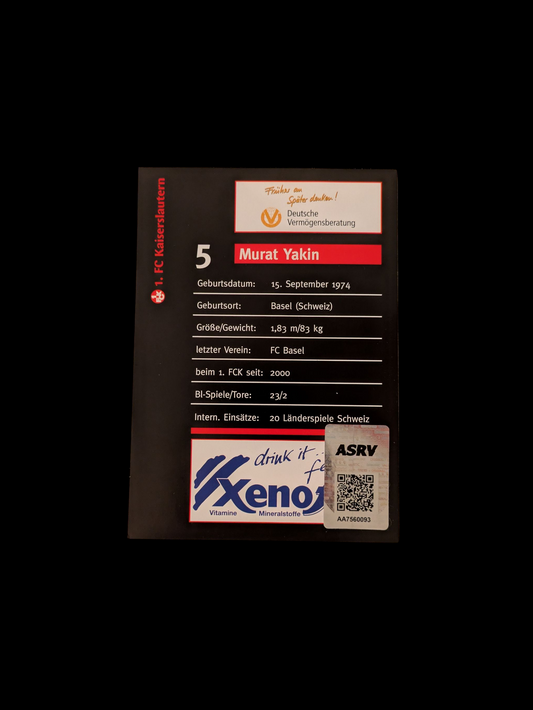 FC Kaiserslautern Football Auto Card signed by Murat Yakin