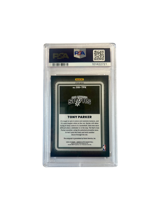 2022 Donruss Optic Tony Parker Opti-Graphs Choice Autograph PSA card