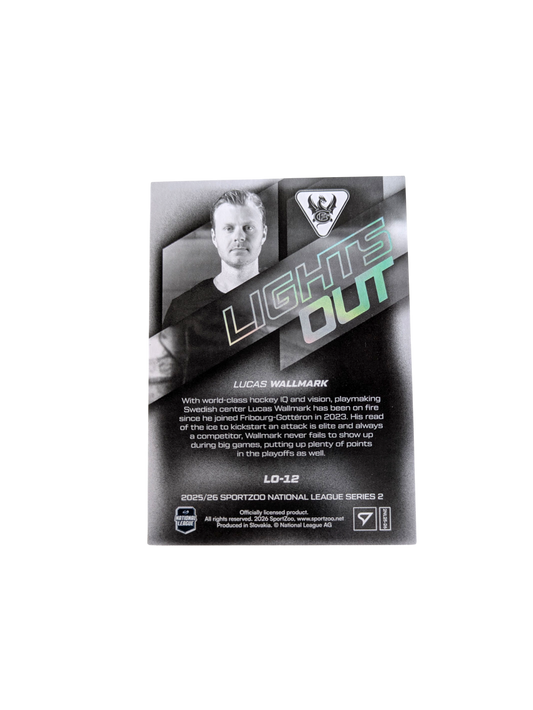 2025-26 SportZoo National League Fribourg-Gottéron Lucas Wallmark Lights Out card