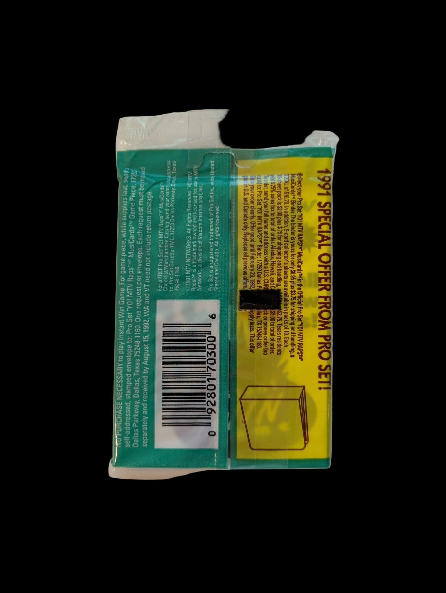 1991 Pro Set Yo! MTV Raps Series 2 MusiCards Card Pack