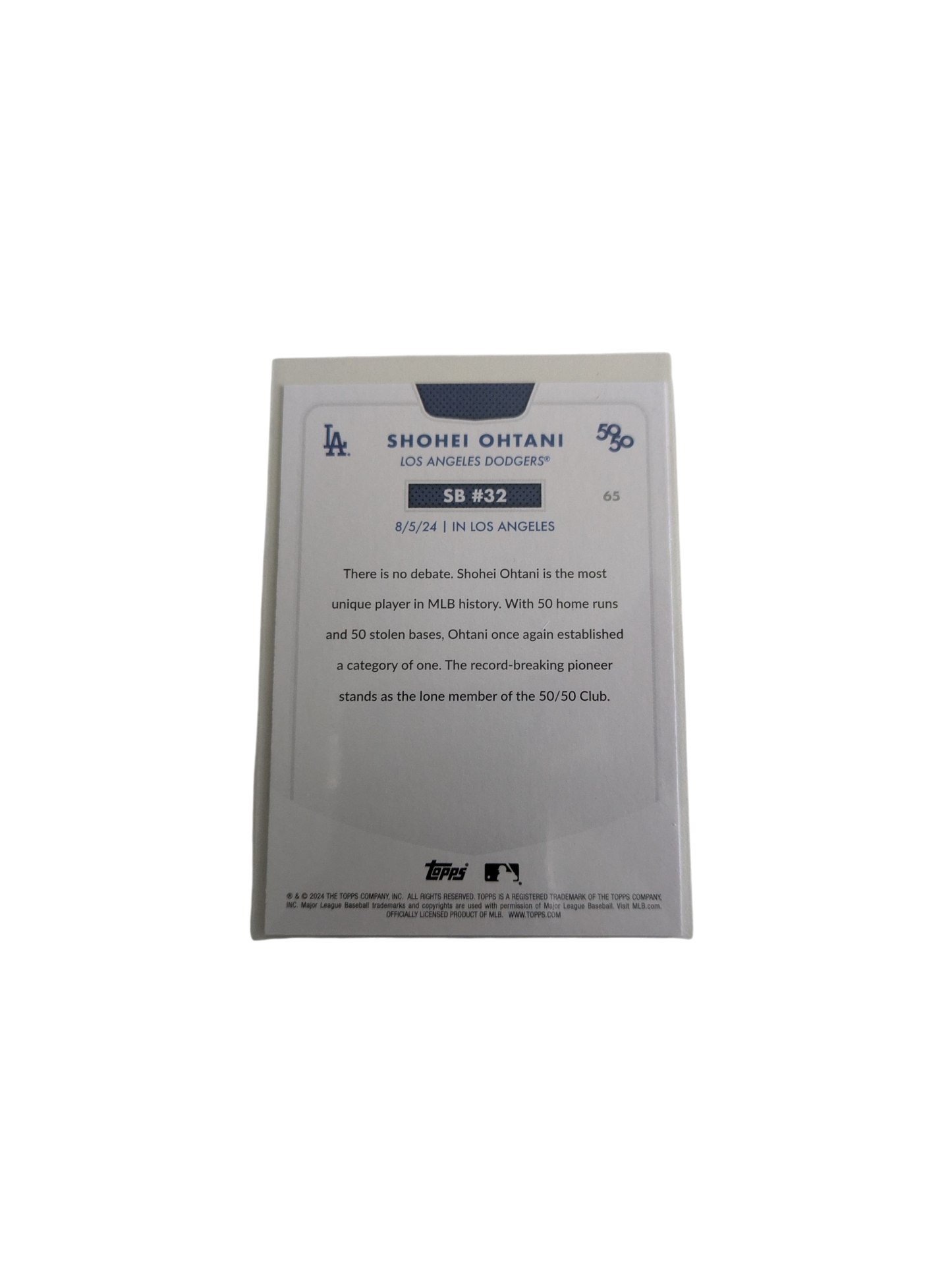 2024 Topps Los Angeles Dodgers Shohei Ohtani 50/50 SB #32 Card