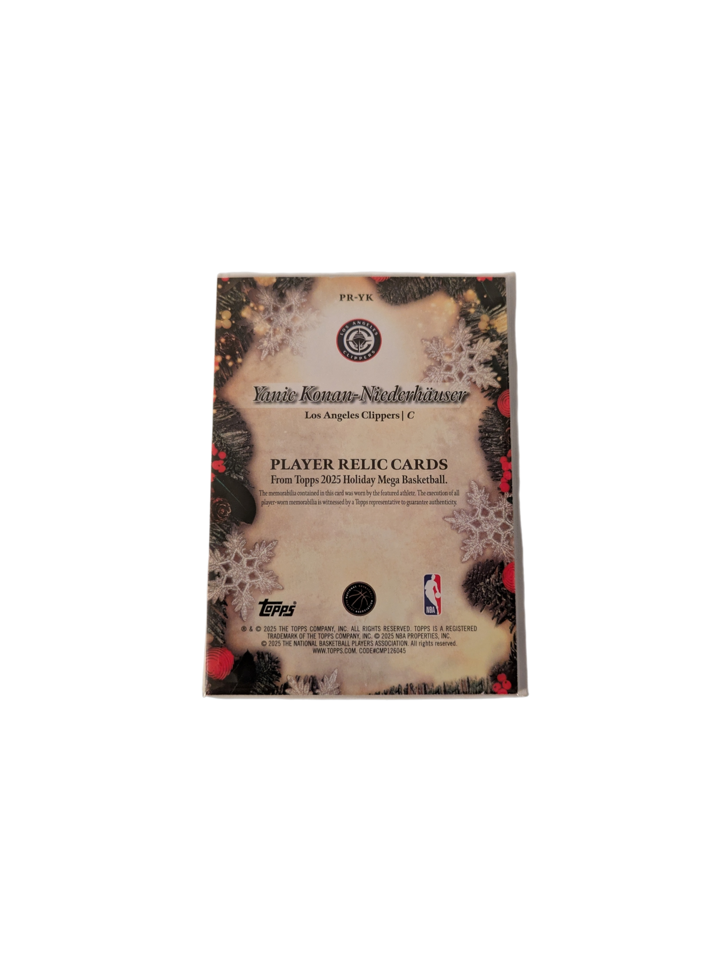 2025 Topps Player Relic Los Angeles Clippers Yanic Konan Niederhauser Rookie Jersey Patch card
