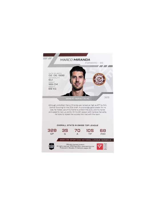 2025 SportZoo National League Genève Servette Marco Miranda 06/20 Red card