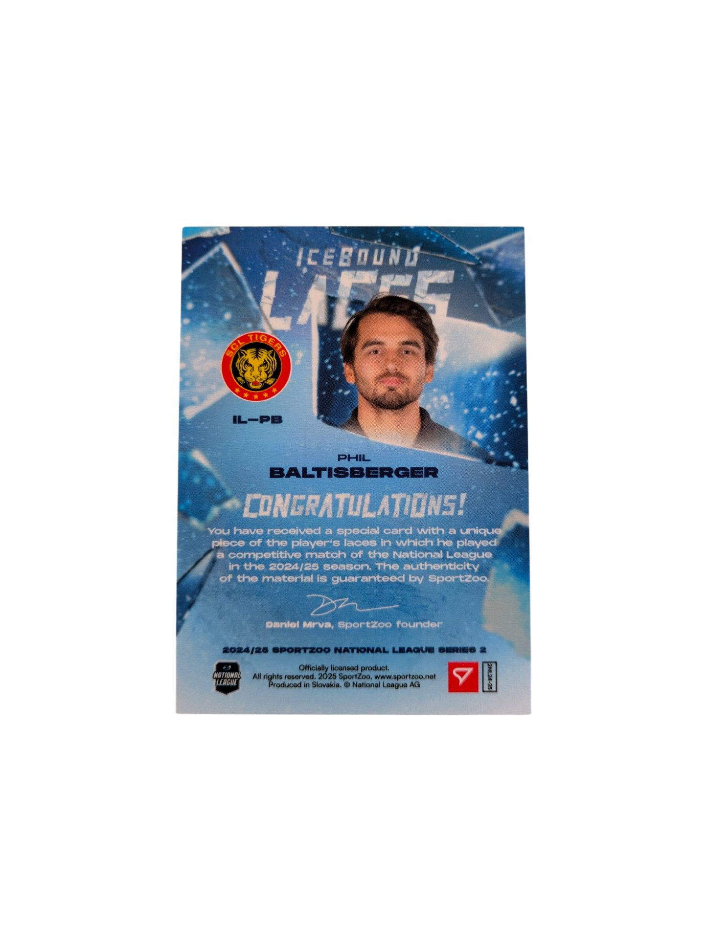 2025 SportZoo National League Series 2 EHC Kloten IceBound Laces Sami Niku /30 card