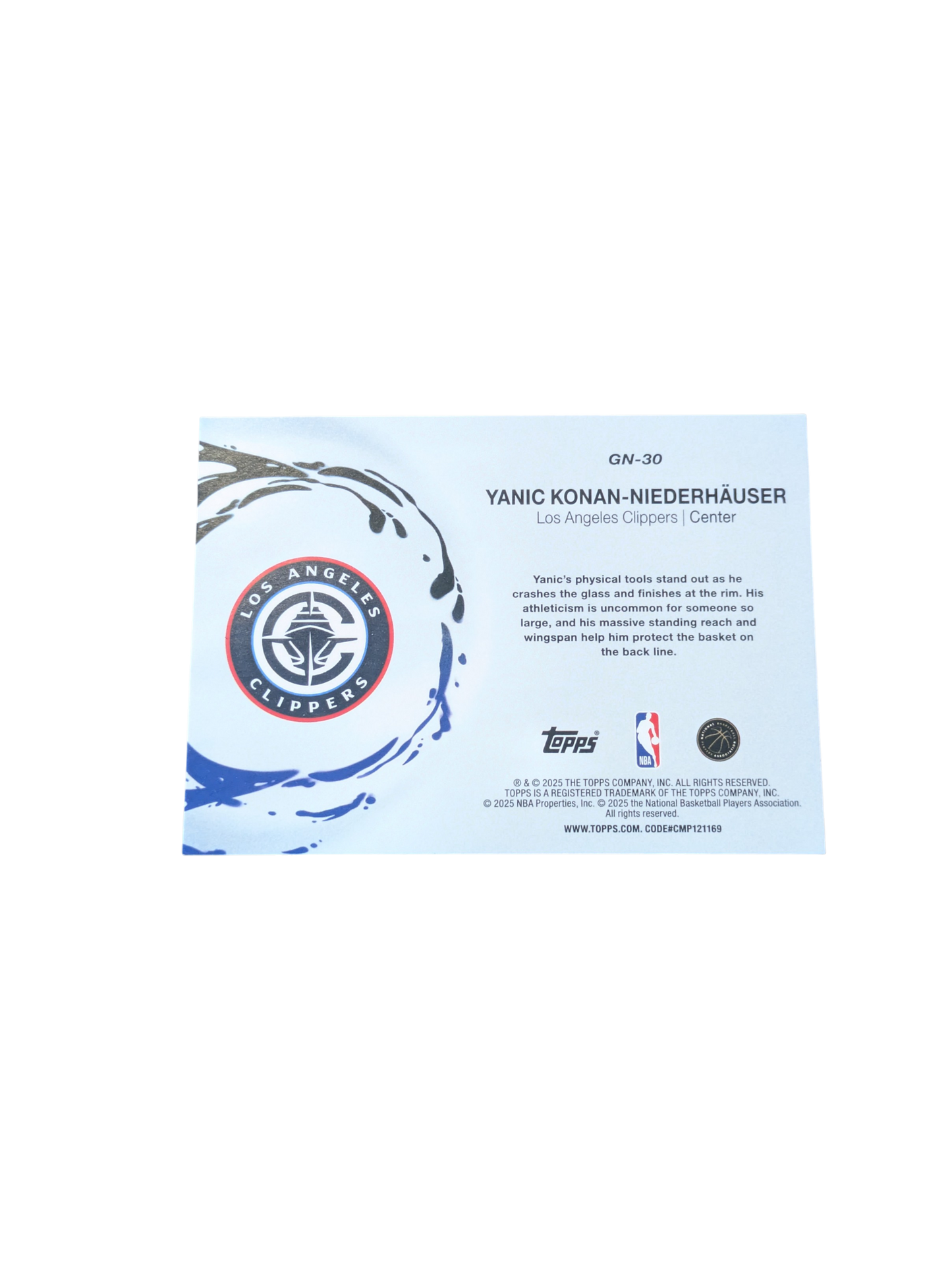 2025/26 Topps Los Angeles Clippers Yanic Konan Niederhauser Generation Now Holo Rookie card