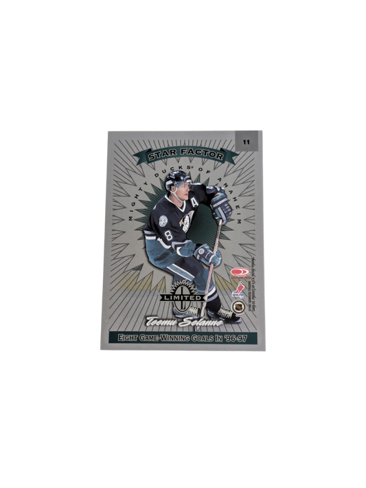 1997 Donruss Star Factor Limited NHL Anaheim Mighty Ducks Teemu Selanne card