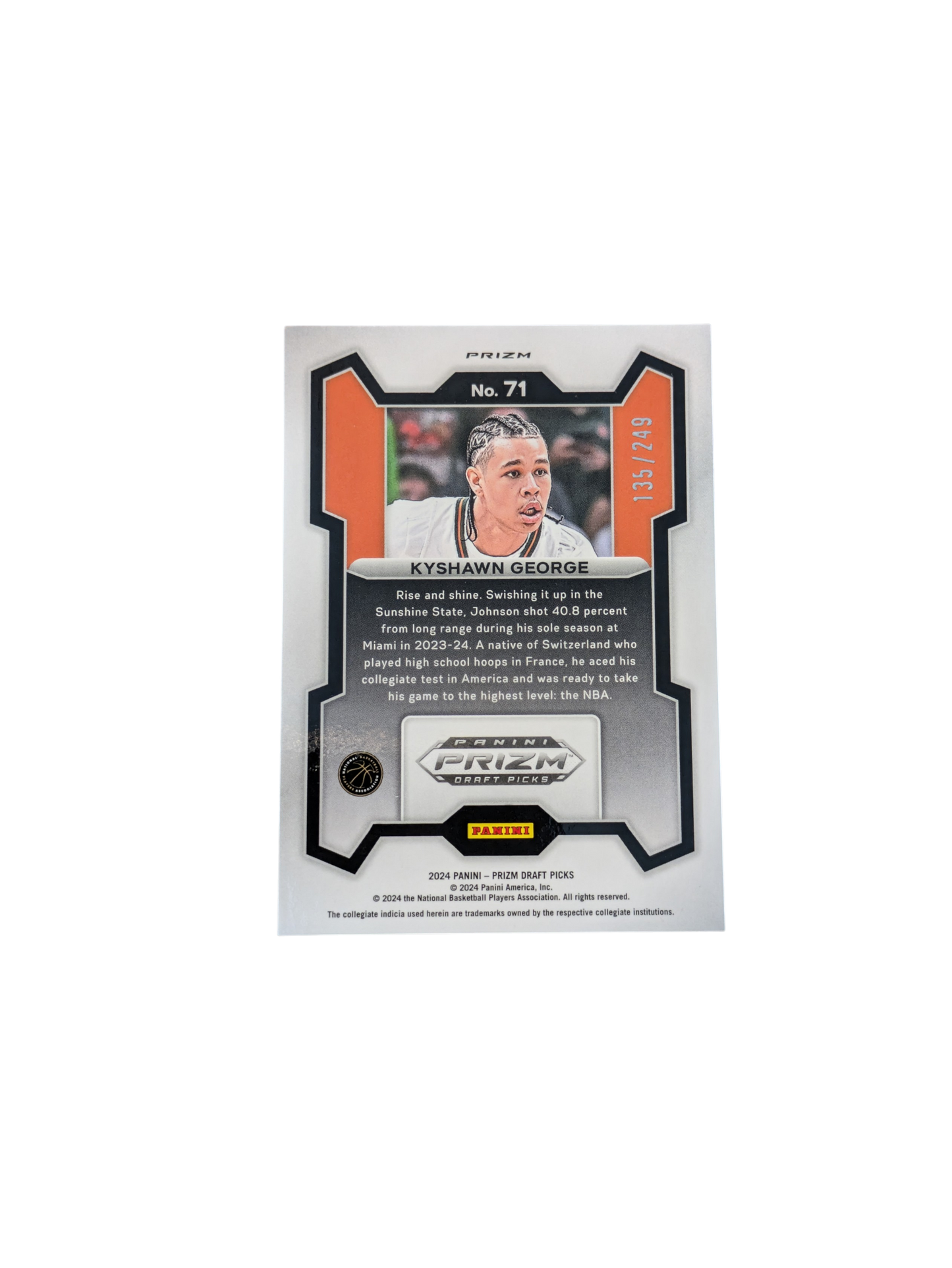2024 Panini Prizm Washington Wizards Kyshawn George #71 Rookie Blue Wave 135/249 card
