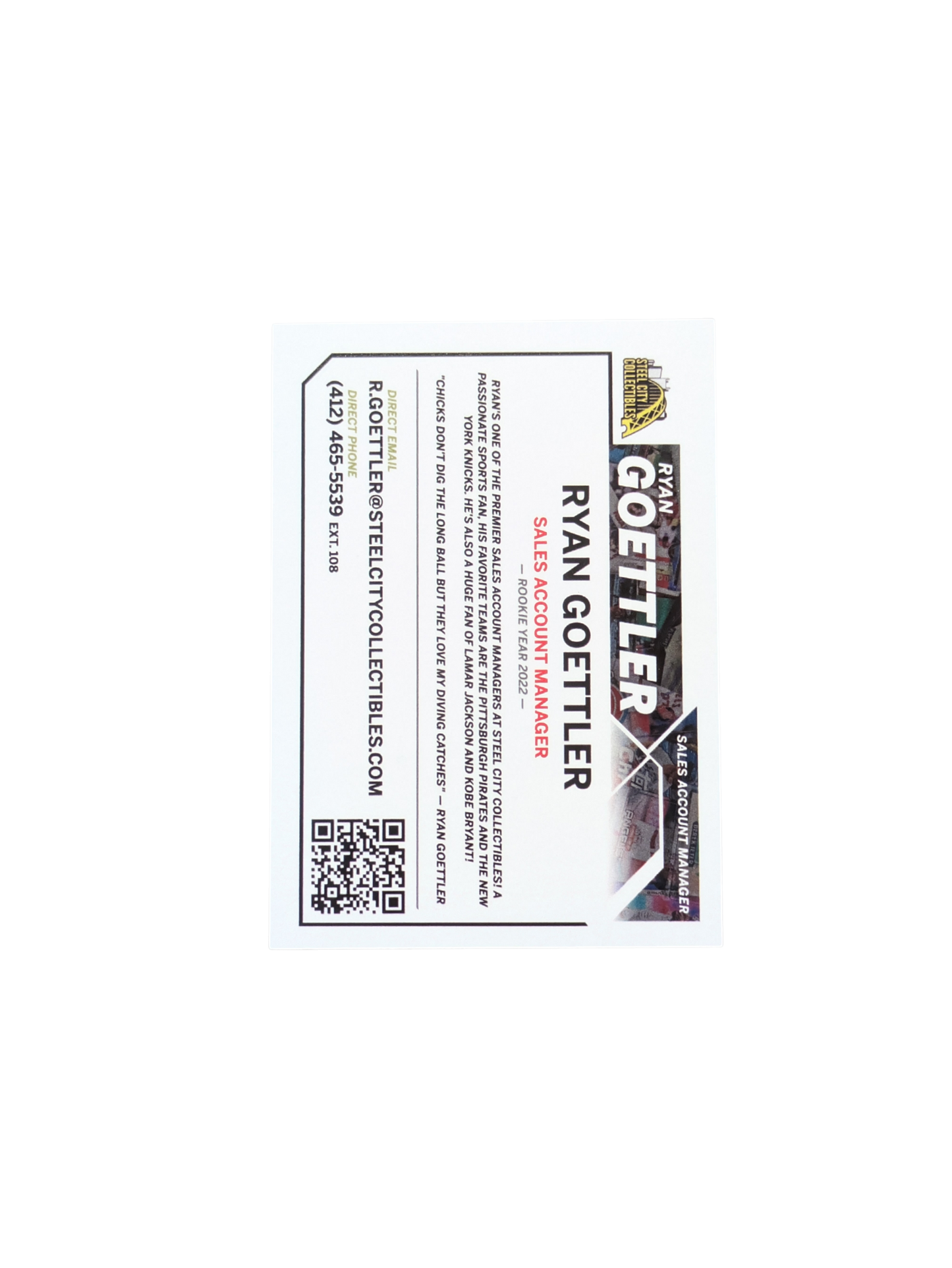 2022 Steel City Rookie of the Year ROY Ryan Goettler Auto card