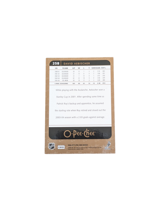 2004 Upper Deck O-Pee-Chee Montreal Canadiens David Aebischer 033/100 card