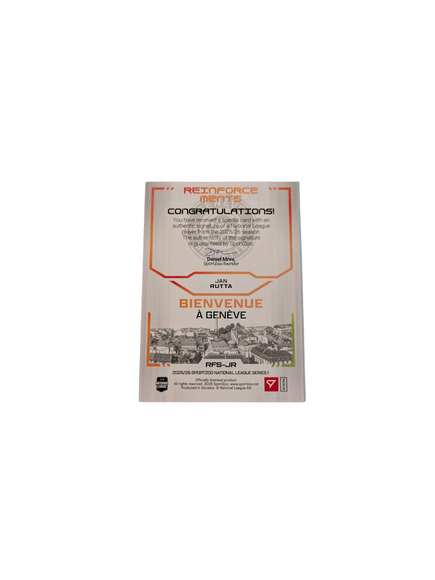 2026 SportZoo National League Reinforcements GSHC Jan Rutta 32/60 Auto card