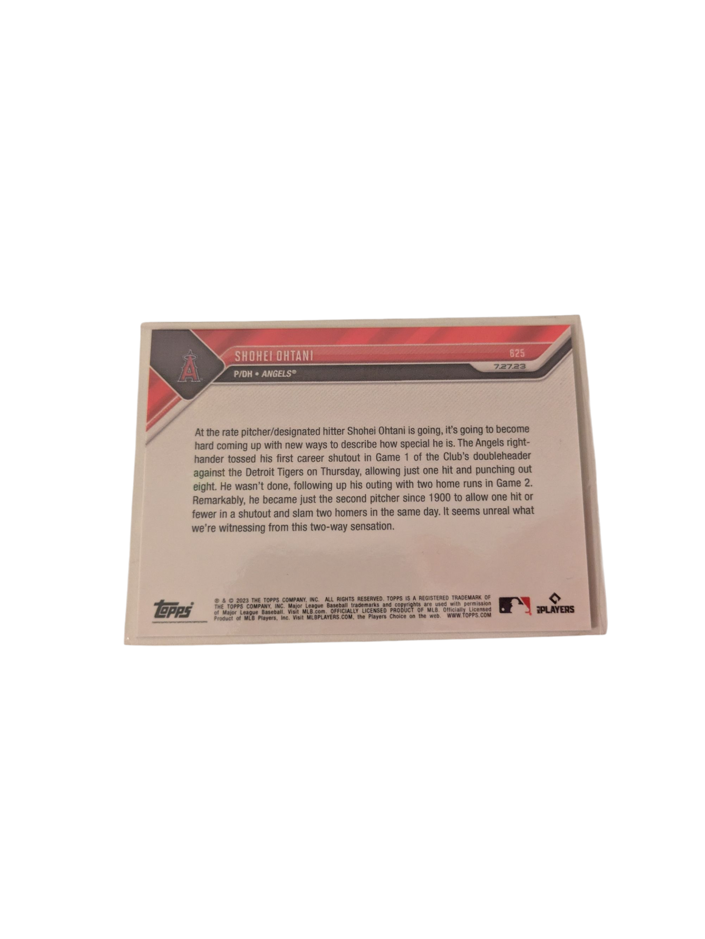 2023 Topps Now Los Angeles Angels Shohei Ohtani Doubleheader First Card
