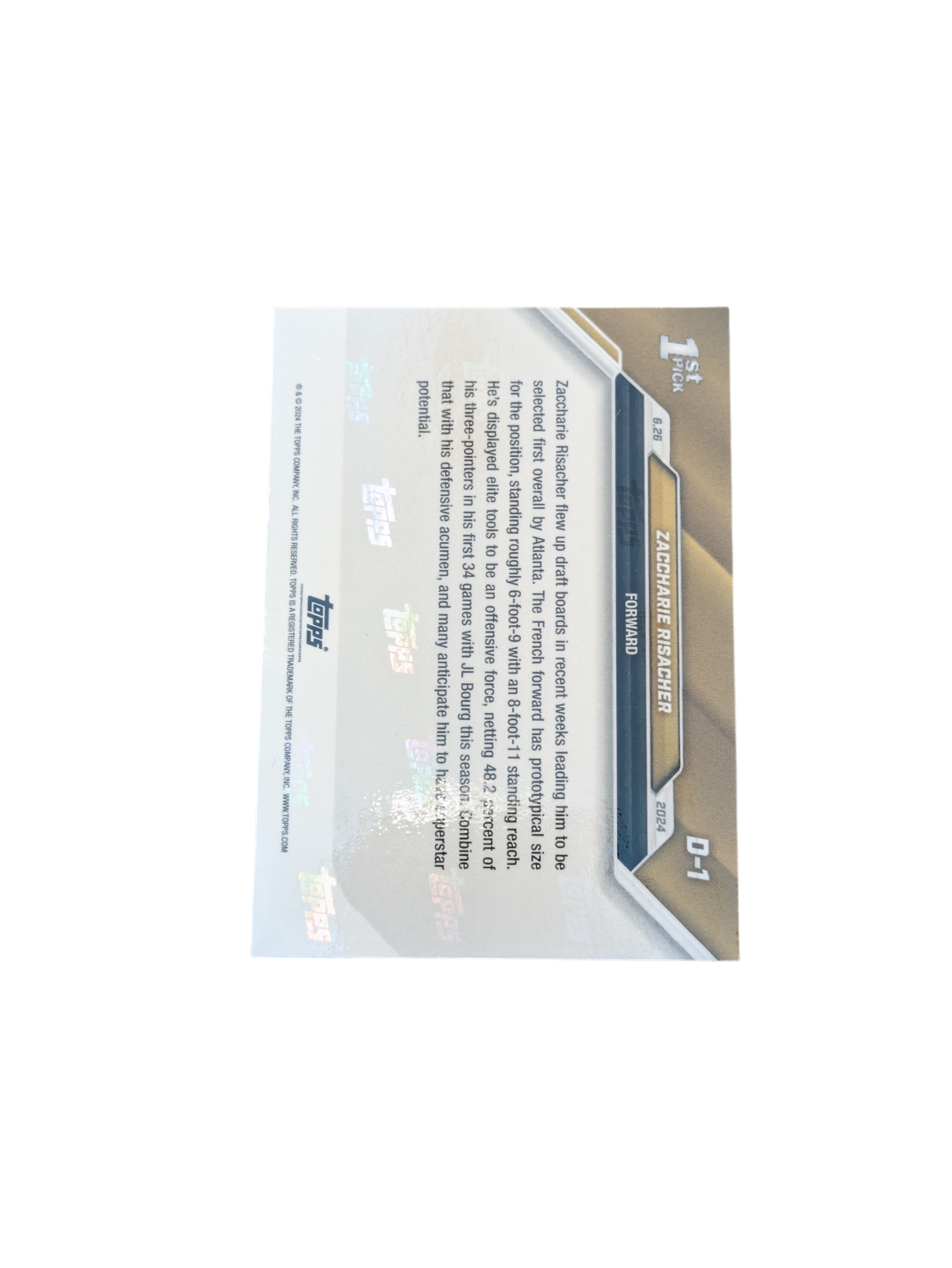 2025 Topps Now Atlanta Hawks Draft Pick 1 Zaccharie Risacher Rookie card